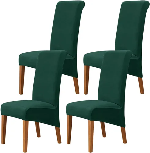 Vista 41 de Juego de 2 fundas de terciopelo para sillas de comedor, color beige, fundas elásticas para sillas de comedor y cocina, reutilizables, protector