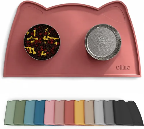 Vista 12 de OHMO - Tapete de silicona para comida para gatos, tapete de alimentación de mascotas para el piso, antideslizante e impermeable, bandeja para agua
