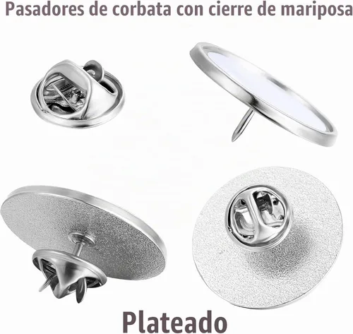 Vista 3 de Hicarer 10 pines de sublimación en blanco para botón, insignia de botón de bricolaje, sublimación, pines de base en blanco plateados