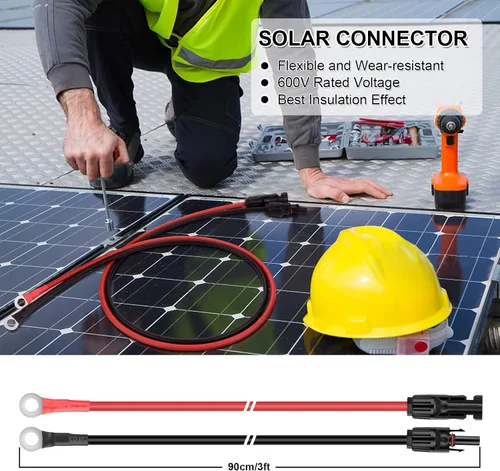 Vista 4 de iGreely Kit adaptador de panel solar de alambre de calibre 10 – Conector de cable de 3 pies para controlador de carga solar de RV, generador