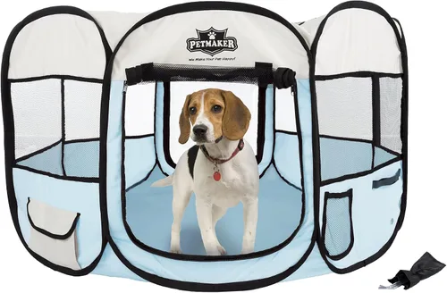 Vista 10 de Corral Petmaker colección Playpen portátil para armar, para mascota Azul claro