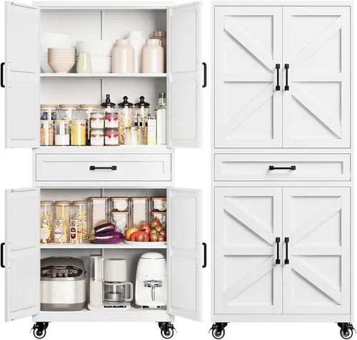 Vista 16 de Yizosh Small Metal Garage Storage Cabinet,Kitchen Pantry Storage Cabinet Negro