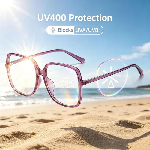 Vista 8 de Gafas unisex con bloqueo de luz azul, antifatiga ocular para computadora/juegos (hombres y mujeres) (negro, marrón, morado)