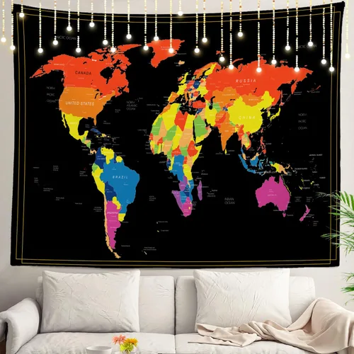 Vista 30 de Shrahala Tapiz de pared de hojas de arce otoñal, hojas rojas llameantes, fondo negro, tapiz grande para colgar en la pared, tapiz decorativo