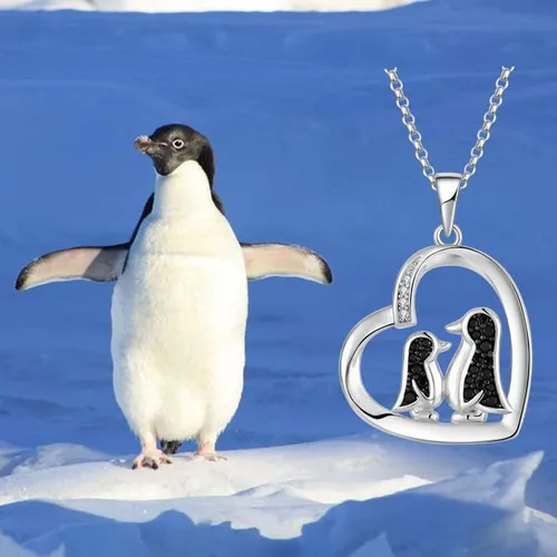 Vista 6 de JO WISDOM Collar de pingüino, plata de ley 925 con circonita cúbica y colgante de pingüino