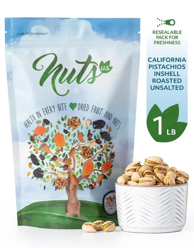 Vista 3 de NUTS U.S. – California Pistachios Tostados y sin sal Sin cera, sin color o sabor añadidos Sin OMG y naturales Pistachos de tamaño gigante