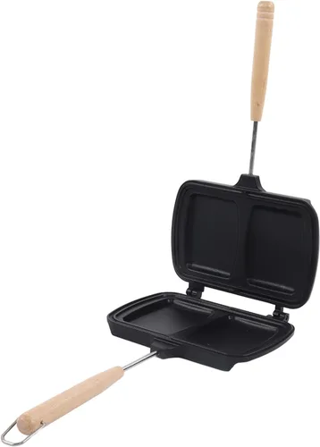 Vista 8 de Sartén negra de doble cara, sartén antiadherente con asas extraíbles, tostadora de sándwich ajustable para panqueques, tortillas, tostadas