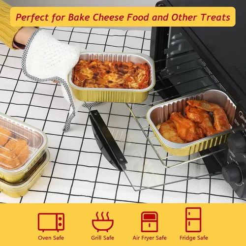 Vista 2 de LNYZQUS Sartenes de aluminio pequeños de 1 libra con tapas, paquete de 30 latas de aluminio de 16 onzas para hornear, recipientes sobrantes