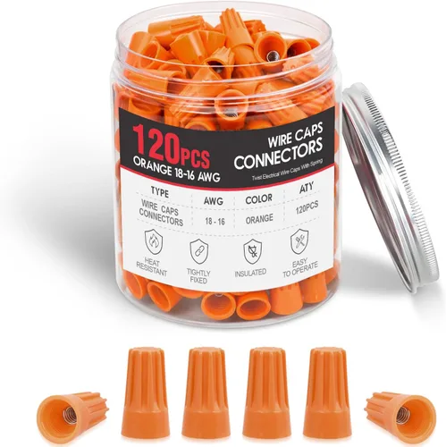 Vista 17 de Nilight Kit de conectores de cable rojo de 100 piezas, tapas de cable eléctrico 14-12 AWG Terminal de cable eléctrico giratorio con resorte
