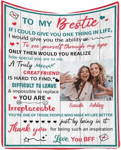 Vista 11 de Regalos de cumpleaños para mujeres, manta de amistad personalizada con tus fotos, manta personalizada con mis propias imágenes para hermanas