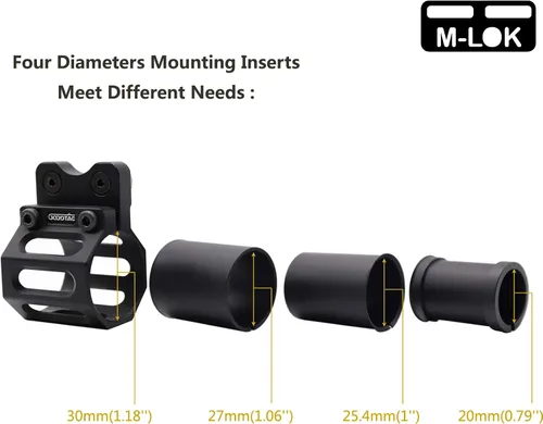 Vista 4 de GOODTAC - Soporte de anillo de linterna offset para riel Mlok-3 insertos de montaje incluidos