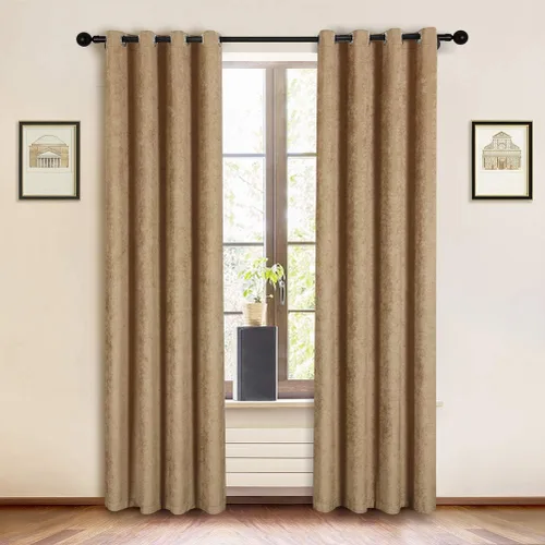 Vista 16 de ELKCA Cortinas de doble cara de felpilla para ventana de cocina, 52x18, bolsillo para barra, cenefa color beige para sala de estar, paquete de 1