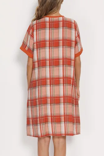 Vista 6 de Guier Vestido de casa para mujer, de manga corta, de algodón, ligero, tallas S-XXL