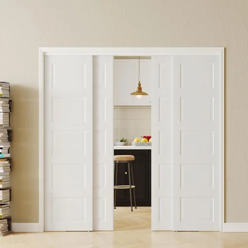 Vista 12 de 5-Panel Closet Doors, 48"(Double 25") x 80" Sliding Door for Bedrooms