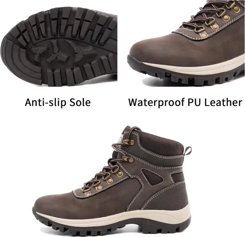 Vista 2 de Botas impermeables de trabajo para mujer, botas de senderismo tácticas de invierno, nieve, botas de combate, camping, caminar, botas antideslizantes