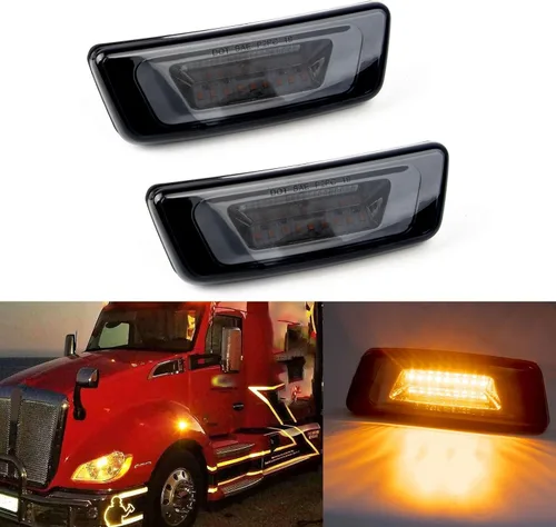 Vista 10 de Xotic Tech - Lámparas LED de señal de marcador lateral con lente transparente, compatible con Kenworth T680 T700 T880 Peterbilt 567, ámbar 3-SMD