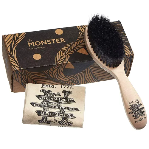Vista 14 de Kent Cepillo de pelo militar ovalado para hombre, cerdas de jabalí negro 100% naturales para el cuidado del cabello, bigote y barba, cepillo