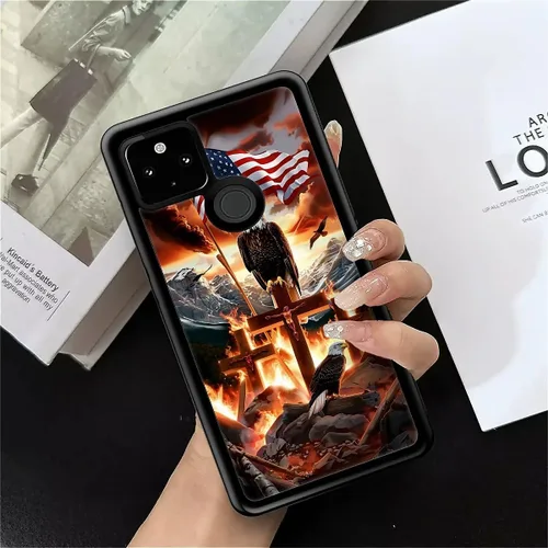 Vista 1088 de Compatible con Google Pixel 4A 5G Mobile Case Creative Acrylic Panel trasero Silicona Protección Grip especialmente diseñado para Google Pixel 4A 5G