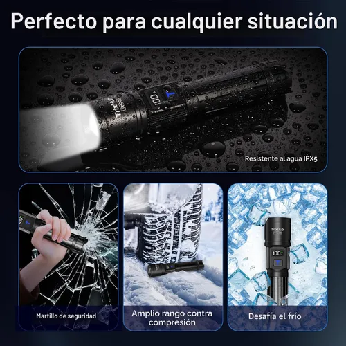 Vista 8 de TrixHub Linternas recargables de alto lúmenes, luz de flash de 5 modos con pantalla digital LCD, linterna táctica ajustable, linterna táctica