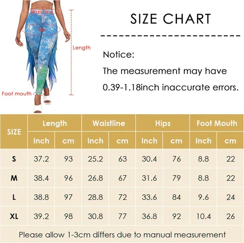 Vista 2 de AIEOE Leggings de sirena para mujer, pantalones de cola alta para adultos, para yoga, entrenamiento, escalas de Halloween, mallas de disfraces