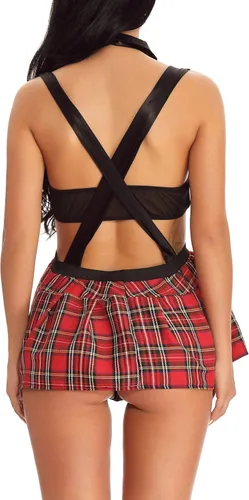 Vista 5 de Yxinly - Conjunto de lencería para mujer, conjunto de lencería con corbata y camisa con cordón para uniforme de cosplay