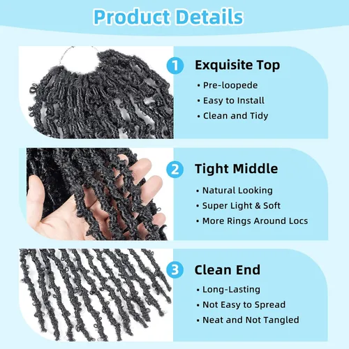 Vista 3 de Superlight Butterfly Locs - Cabello de ganchillo de 12 pulgadas, 6 paquetes