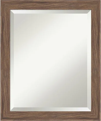 Vista 84 de Amanti Art Espejo de baño marrón para sobre lavabo, espejo rectangular de 24x20 Caleb Brown para tocador, marco rústico pequeño de estilo campestre