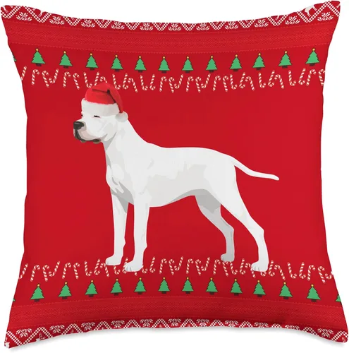 Vista 5 de Christmas Dogo Argentino Ugly Argentinian Mastiff Dogo Argentino - Almohada de Navidad, 16 x 16, multicolor
