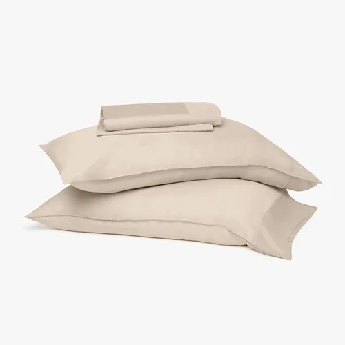 Vista 4 de Buffy Juego de sábanas 100% lyocell eucalipto, suave y sedoso, fresco al tacto, teñido natural, 4 piezas con bolsillos profundos de 15 pulgadas Crema