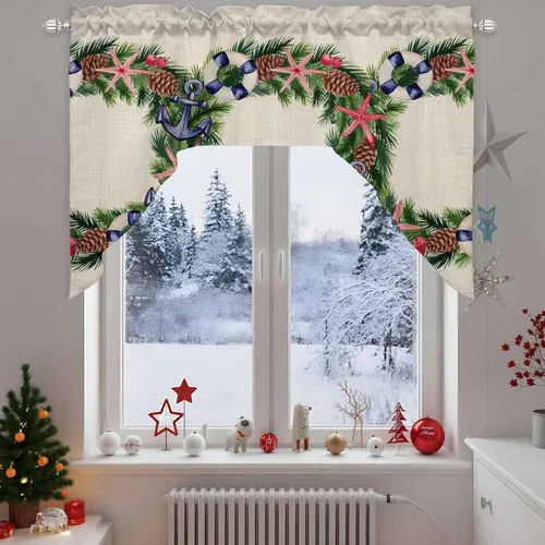 Vista 11 de Cortinas de cocina con cenefa de estilo rústico con bolsillo para barra, paneles de cortina para dormitorio, sala de estar, baño, cafetería