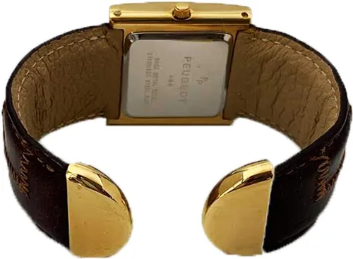 Vista 2 de Peugeot - Reloj de pulsera vintage para mujer con brazalete ancho de piel y cara grande fácil de leer
