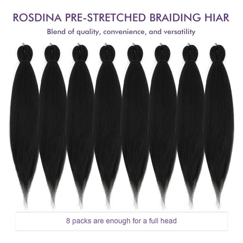 Vista 5 de Cabello trenzado preestirado - 12 pulgadas, 8 paquetes, cabello trenzado corto natural negro para trenzas torcidas o en caja, extensiones de cabello