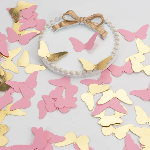 Vista 6 de 300 piezas de oro rosa mariposa confeti mariposa baby shower decoración primavera boda despedida de soltera cumpleaños decoración de mesa