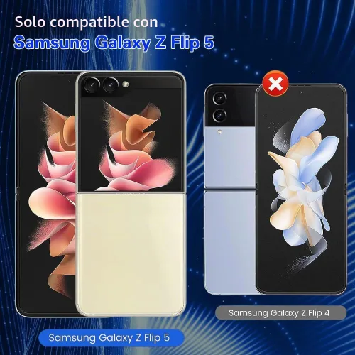 Vista 2 de Protector de pantalla de privacidad 8 en 1 para Samsung Galaxy Z Flip 5, interior suave EPU flexible, protector de pantalla frontal y trasera