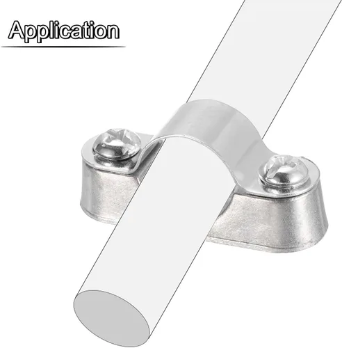 Vista 5 de UXCELL Paquete de 10 soportes de tubo - Abrazaderas para tubos de metal de 0.630 in de diámetro exterior, soportes de pared y techo