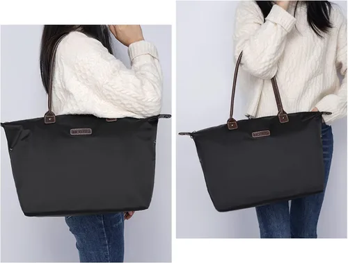 Vista 7 de NOTAG Bolsas de mano de nailon para mujer, impermeables, grandes bolsas de trabajo, bolso de hombro para compras