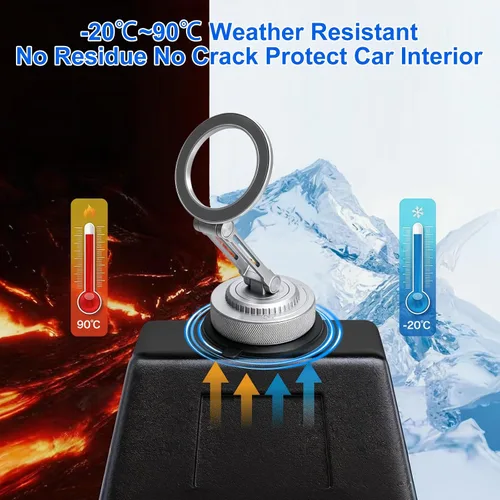 Vista 5 de All-Metal Alloy Magnetic Suction Cup Car Phone Mount Holder Dash (Silver)