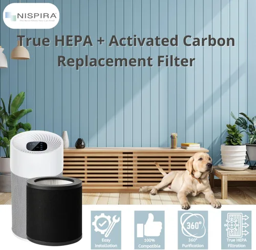 Vista 2 de Nispira TT-AP008 AP008 Filtro de repuesto para purificador de aire TaoTronics & Gukify AP008 2 en 1 con carbón activado HEPA que elimina el olor a