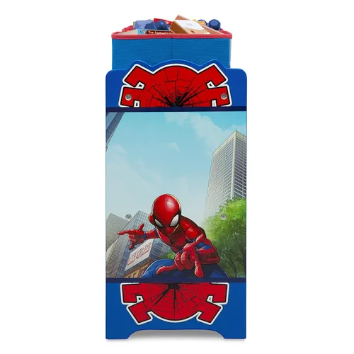 Vista 7 de Organizador de juguetes Marvel Spider-Man Deluxe con diseño de 9 cubos y almacenamiento por Delta Children, certificado Greenguard Gold