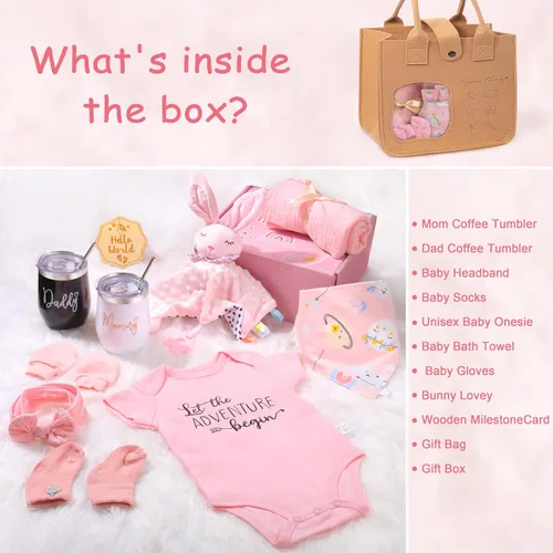Vista 2 de Regalos para nuevas mamás para mujeres, regalo de embarazo para nuevos padres, regalos de revelación de género con mamá y papá, juego de vasos
