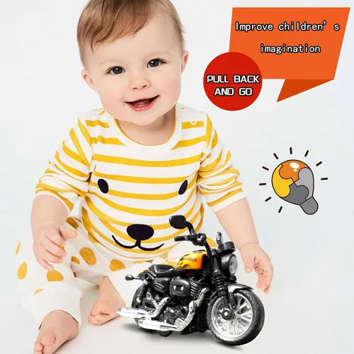 Vista 4 de Motocicleta de juguete fundida a presión, motocicleta con sonidos y luces 1:14 accionados por fricción para niños, juguetes de motocicleta, regalo