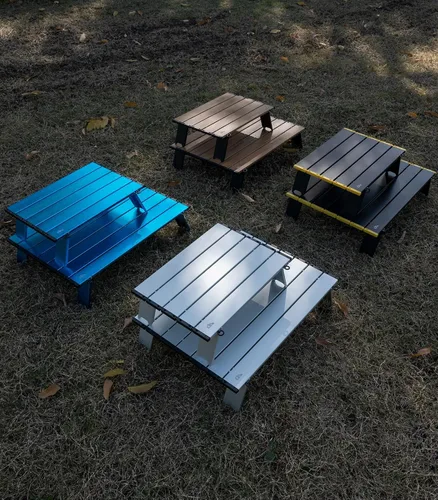 Vista 8 de iClimb - Mesa plegable ultraligera y compacta de mini playa y picnic de aluminio con bolsa de transporte, dos tamaños (negro - S)