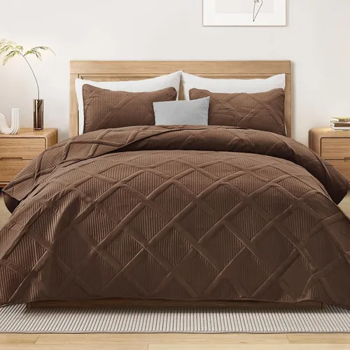 Vista 13 de Exclusivo Mezcla Twin Size Quilt Set, Black Soft Bedspreads with 1 Pillow Sham, Modern Striped Pattern, Lightweight Bedding Set Coverlets for All