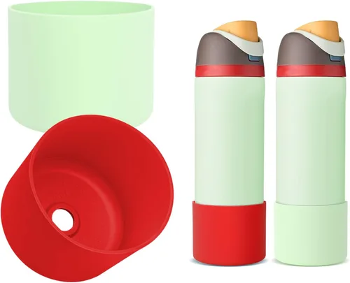 Vista 10 de 2 botas de silicona compatibles con Owala FreeSip de 24 onzas, funda protectora superior para botella de agua, reducción de ruido, cubierta inferior