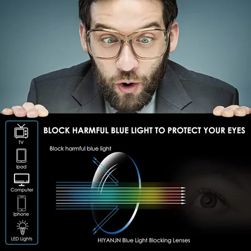 Vista 7 de HIYANJN Paquete de 4 lentes de lectura para mujeres y hombres, bloqueo de luz azul, lentes de metal con marco de acero inoxidable, lentes