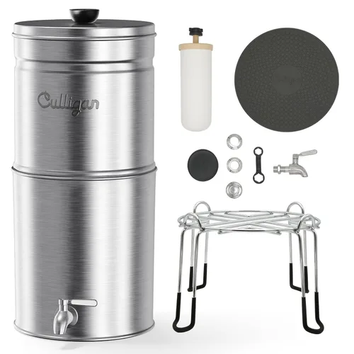 Vista 7 de Culligan MaxClear - Sistema de filtro de agua por gravedad de 3 galones, filtro de agua de acero inoxidable cepillado para encimera, certificado