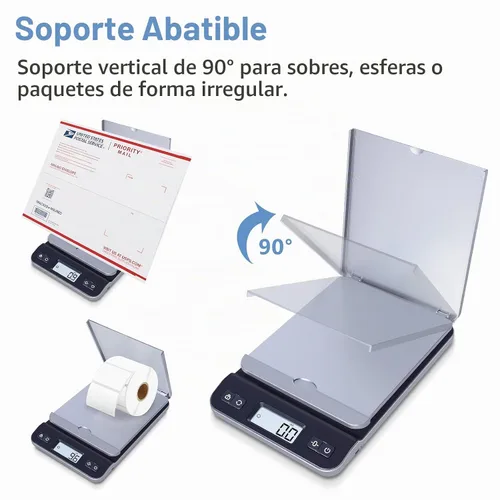 Vista 2 de Báscula de envío QP, báscula digital postal de alta precisión de 86 lb/0.1 oz para paquetes, función de retención/tara, pantalla LCD retroiluminada