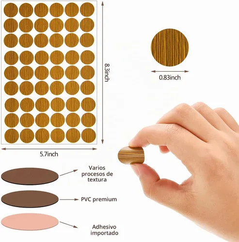 Vista 4 de Tenare 648 piezas calcomanías adhesivas para cubrir agujeros de tornillos, calcomanías de veta de madera para muebles, 12 colores, impermeables