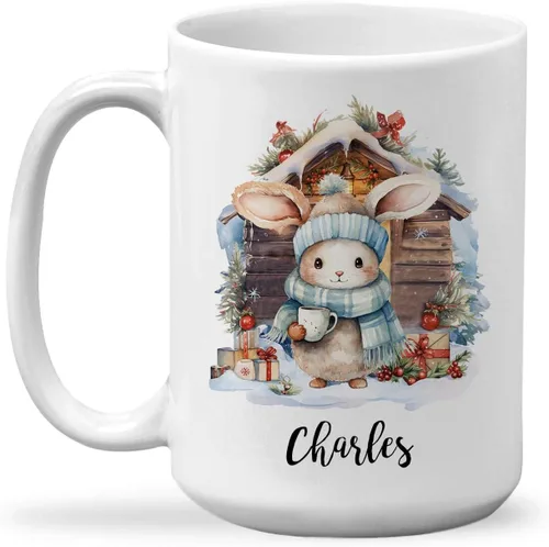 Vista 21 de Taza de regalo de invierno personalizada, taza de café con nombre personalizado con diseño de oso polar, taza de oso polar personalizada, regalo