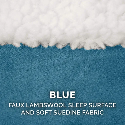 Vista 7 de Cama Furhaven de sherpa y gamuza acogedora de espuma viscoelástica, color azul, 26 pulgadas